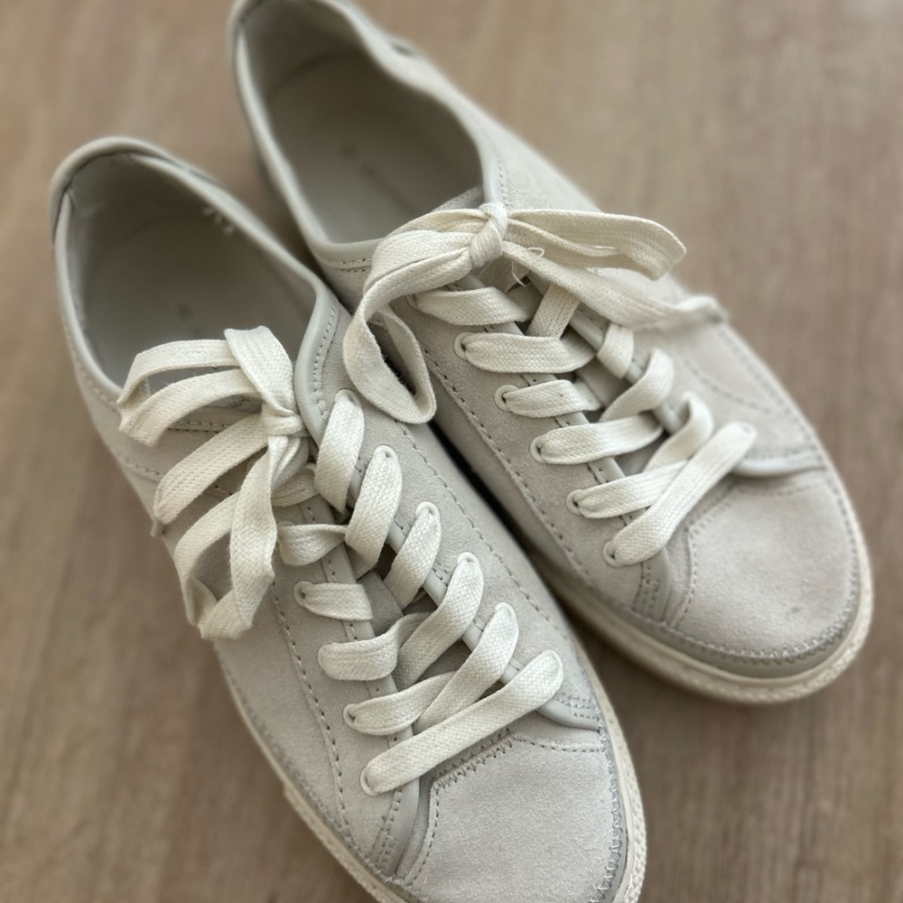 All Saints Cream Minimalist Sneakers
